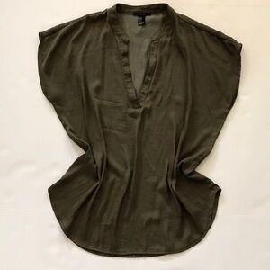 Forever 21 Olive Silky Cap Sleeve Shell Top Size Large